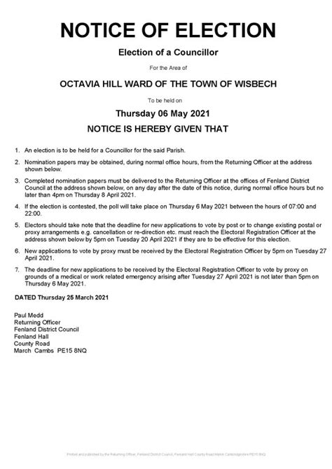 notice of election sample