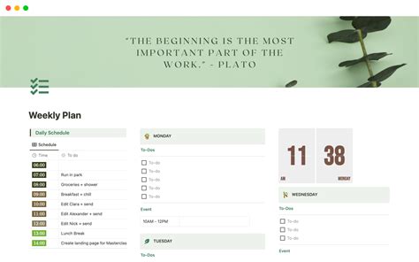 notion create weekly schedule