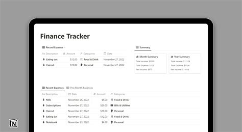 Notion Financial Tracker Template
