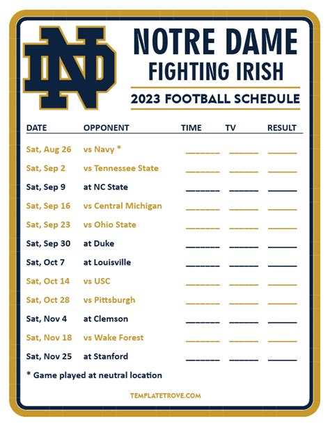 notre dame football schedule 2023 printable