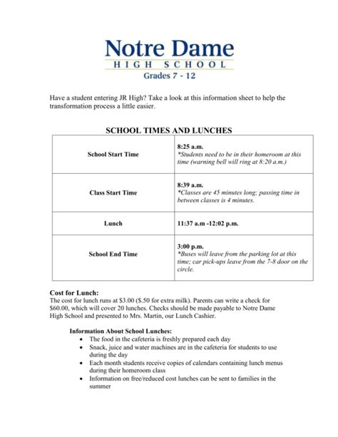 notre dame high school cost