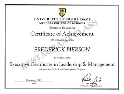 notre dame online executive certificate