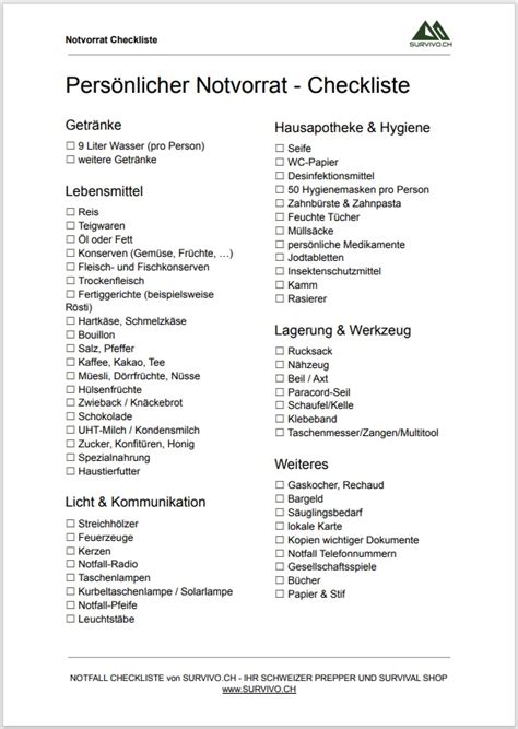 notvorrat liste excel