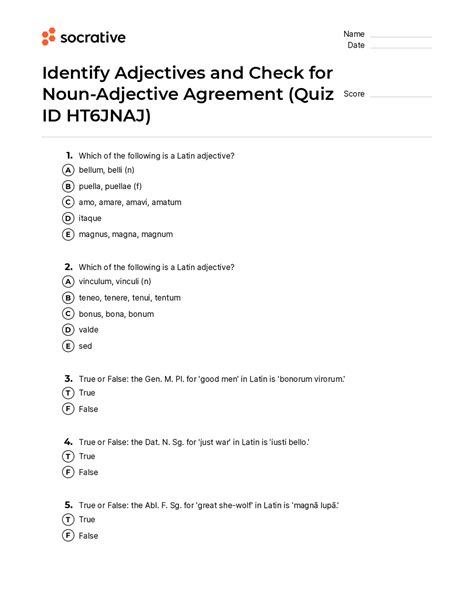 noun adjective agreement practice