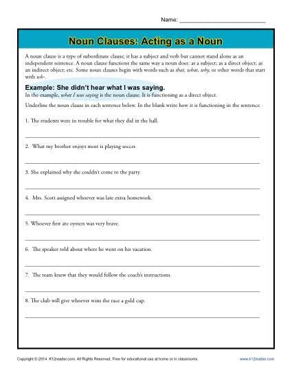 noun clauses exercises with answers pdf class 10