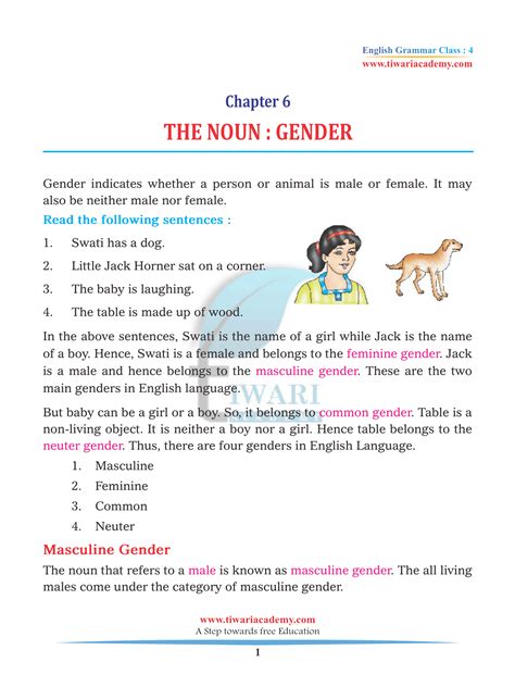 noun gender worksheet for class 4
