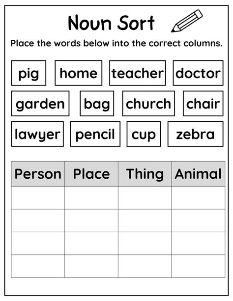 Noun Printable Worksheets