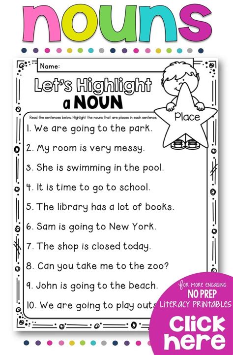 nouns worksheet for kids