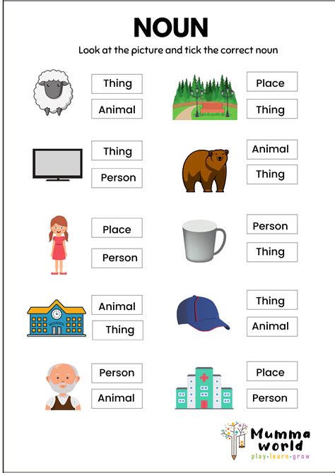 nouns year 1 worksheets