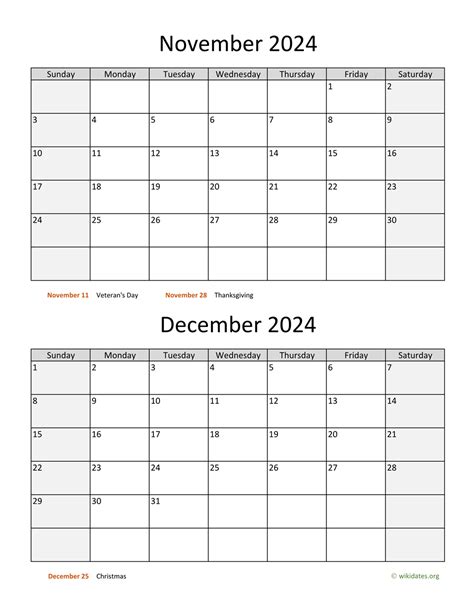 Nov And Dec 2024 Calendar