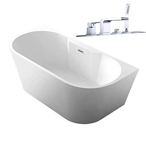 Freistehende Badewanne Acryl ROMA PLUS weiß 170x80cm Wannenrandarmatur Badewanne