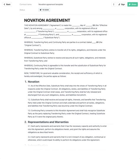 Novation Agreement Free Download