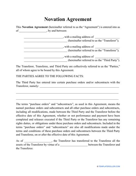 FREE 9+ Sample Novation Agreement Templates in PDF MS Word Google