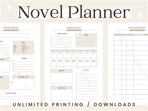Novel Planning Planner Printable