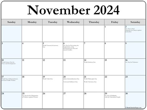 November 2024 Calendar With Events