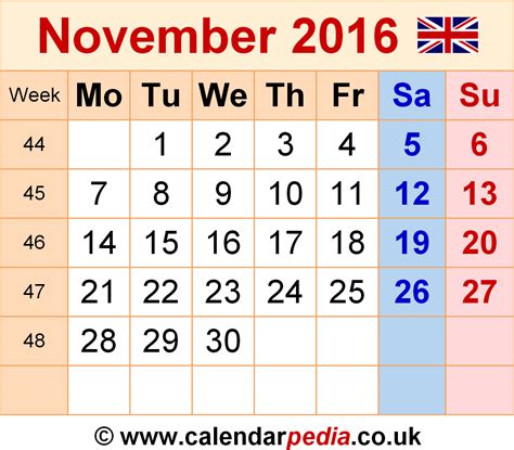 november 2016 tv shows calendar
