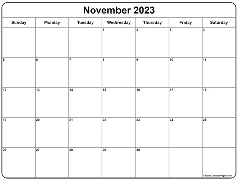 november calendar 2023 blank calendar pages