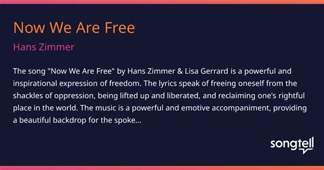 now we are free lyrics meaning