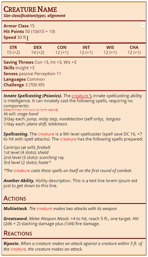 npc stat block maker 5e