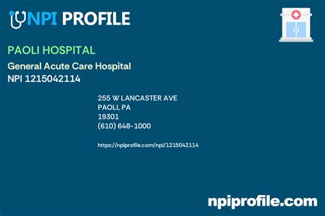 npi for paoli hospital