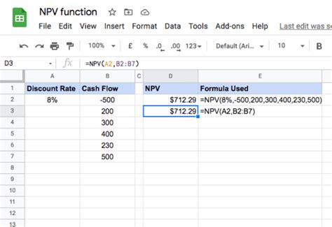 Google Sheets NPV Function Calculate Net Present Value of Investment