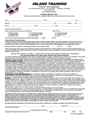 nra waiver of liability form pistol course