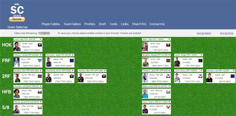 nrl supercoach stats team builder