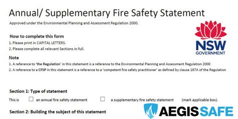 nsw government fire safety statement form