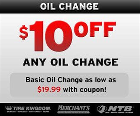 NTB Tire 19.99 Oil Change Printable Coupon