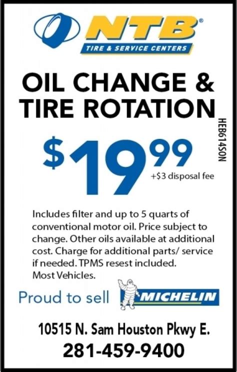 ntb oil change deals