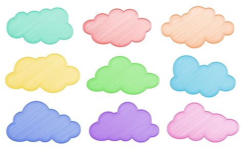Groupe de nuages aquarelle Illustration vectorielle Dessin nuage
