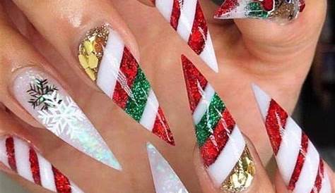 Nude &Amp; White Christmas Stiletto Nails 2023 Trends