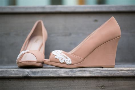 Wedopus Nude Satin Peep Toe Women Dress Wedge Heel Shoes Wedding Custom