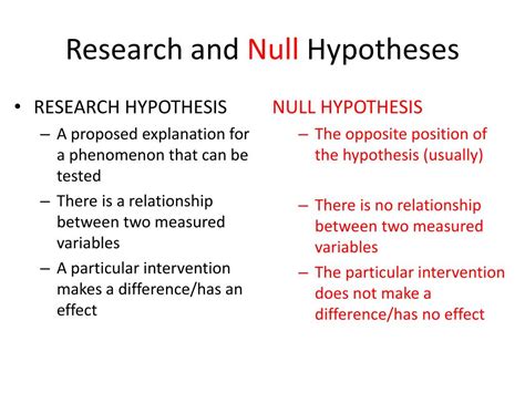 null hypothesis in research methodology