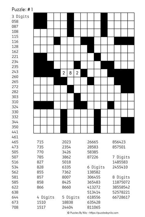 Number Fill In Puzzles Free Printable Crossword Puzzle 5 Printable