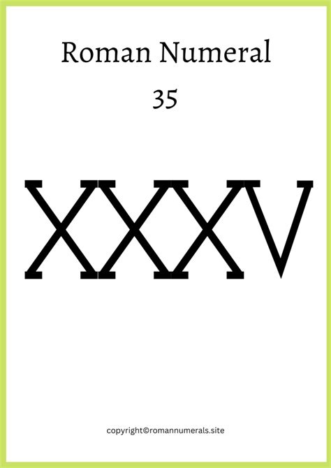 number 35 in roman numerals