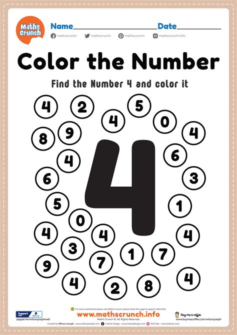 Number 4 Math Worksheet