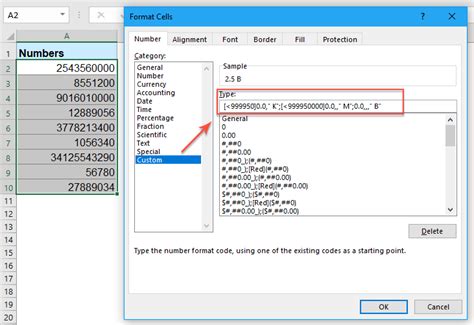 number format code for thousands