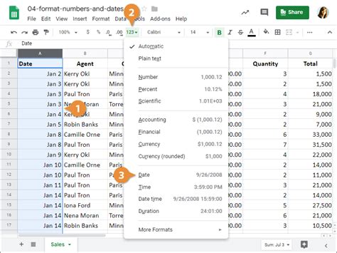 number format in google sheets android