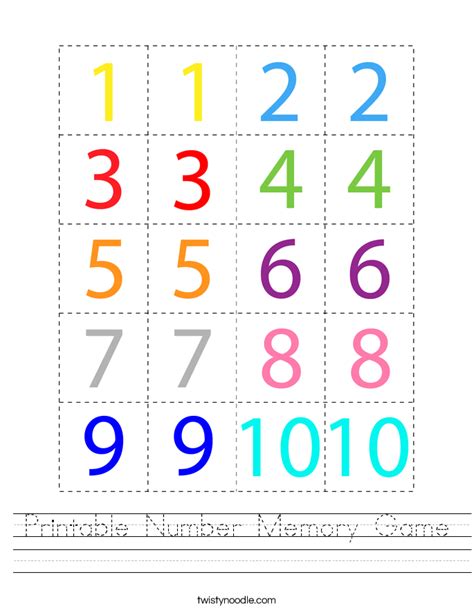 Number Memory Game Printable