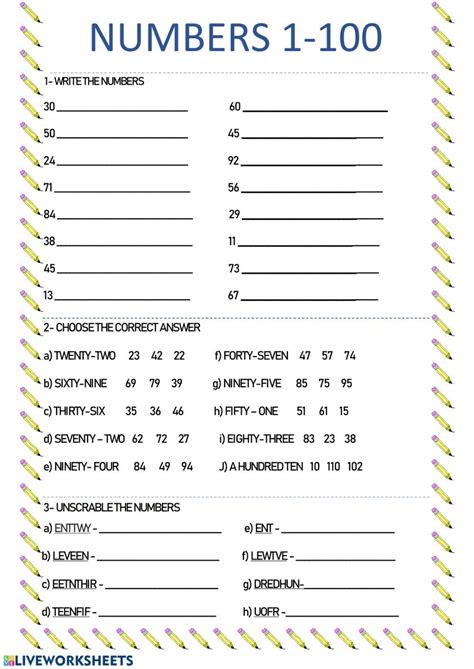 number names 1 to 100 worksheet pdf