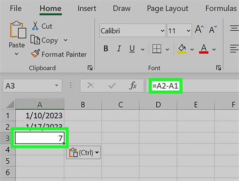 number of days formula in excel between two dates