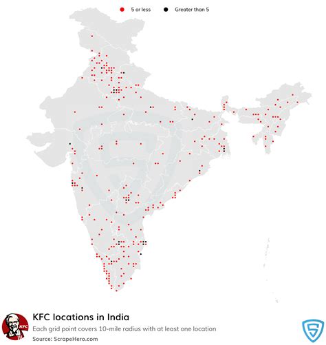 number of kfc stores in india