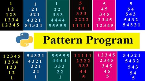 number pattern program in python using for loop example