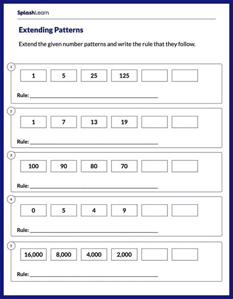 number patterns and pattern rules for grade 5