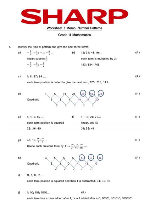 number patterns grade 11 questions and answers pdf term 3