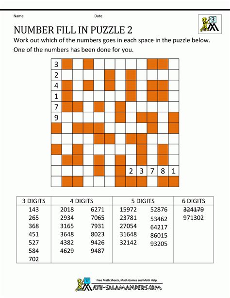 number puzzles to print