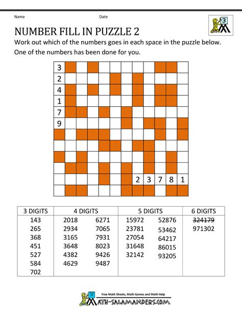 number puzzles with answers