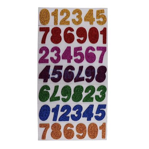 number stickers glitter red