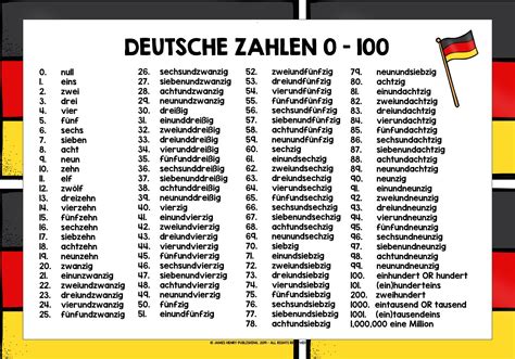 numbers 1 to 100 in german